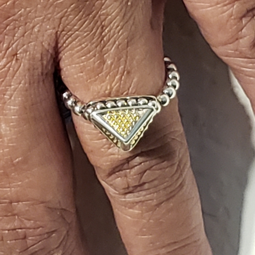 Lagos Sterling Silver and 18K Gold Pyramid Ring